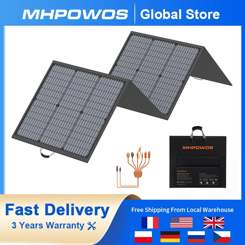 

MHPOWOS 220W Portable Solar Panel, IP67 Waterproof Foldable Solar Panel Power Backup, Solar Charger for Power Station RV Camping