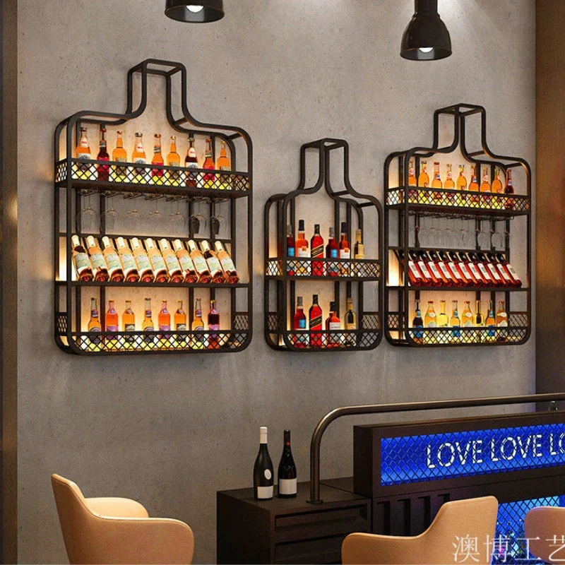 Storage Light Wine Racks Wall Display Liquor Store Commercial Wine Cabinets Living Room Home Porta Bottiglie Room Decorations