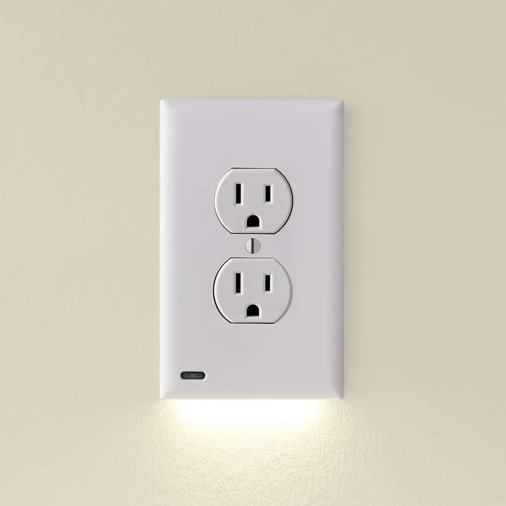 10 Pack - GuideLight 2 [For Duplex Outlets] - Replaces Plug-In Night Light - Electrical Receptacle Wall Plate With LED