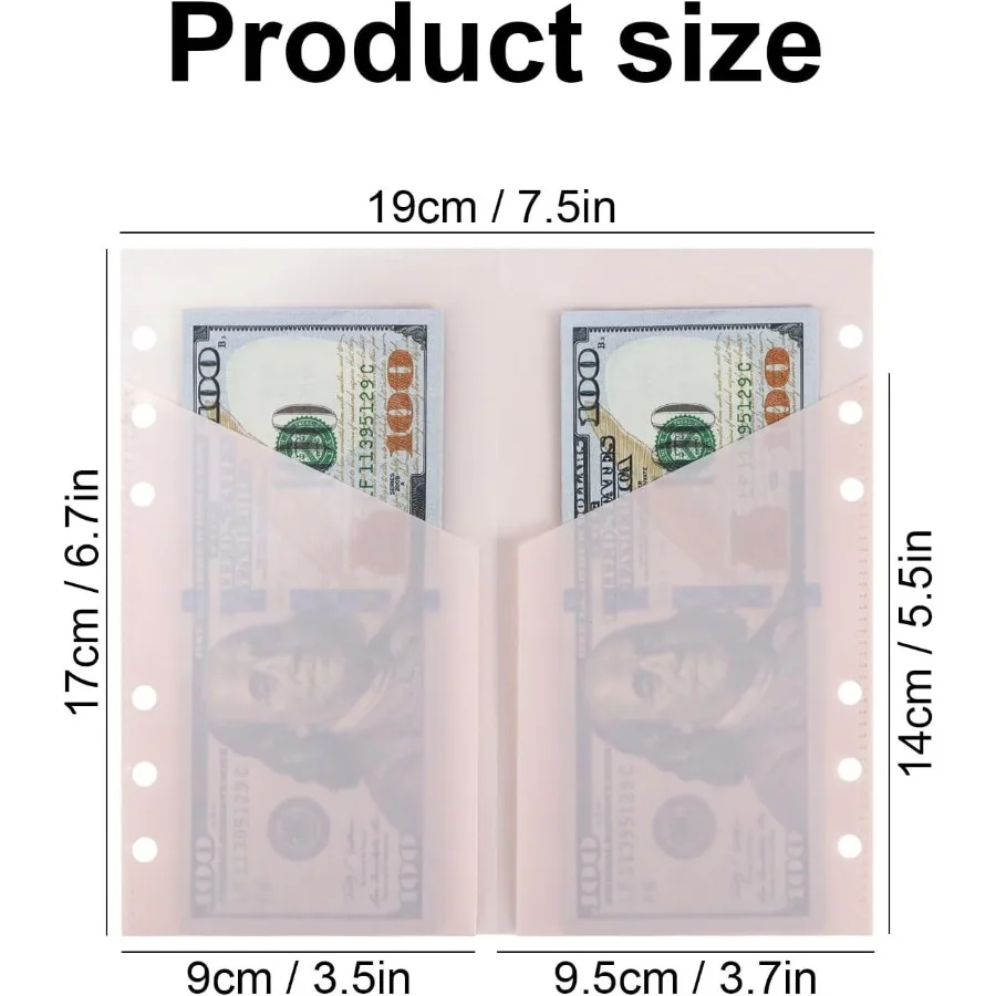 10 قطعة A6 الموثق المغلفات النقدية 6 ثقوب فتح جيوب الموثق A6 إدراج مع 2 جيوب لوضع الميزانية المال الموثق إدراج الوصول #3