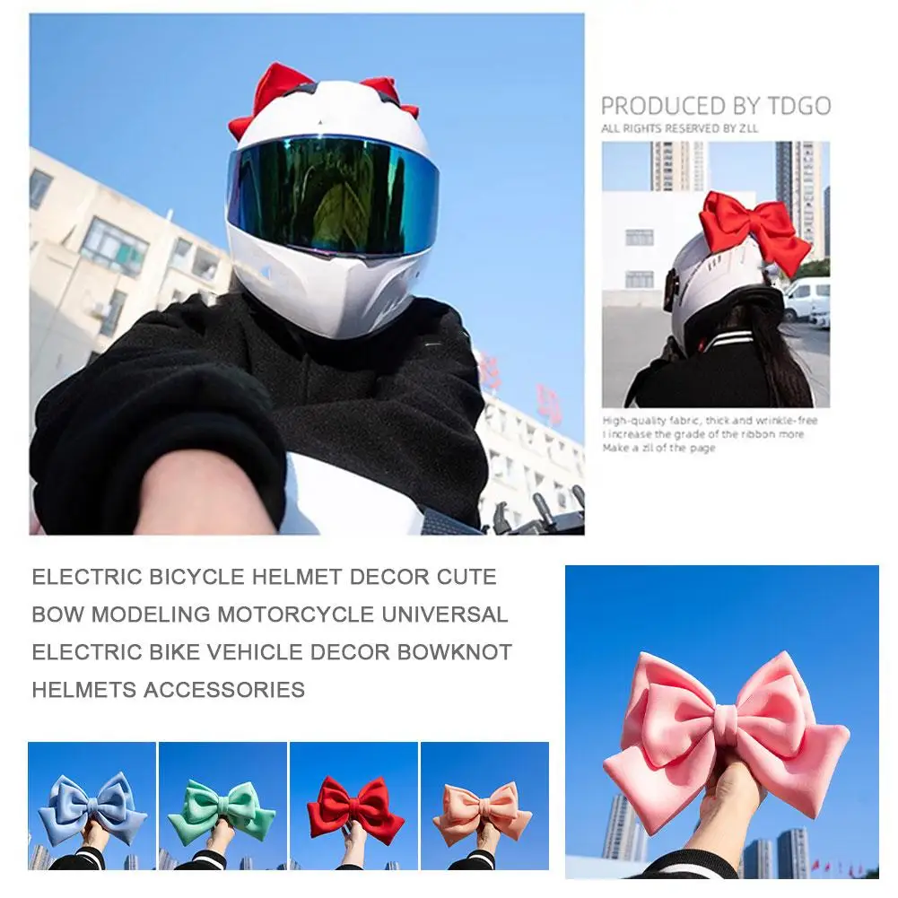 Electric Bicycle Helmet Cute Bow Modeling Decor Universal Bike Helmets Fittings Vehicle Electric Bow Cotton Accessories Bow S7Y7