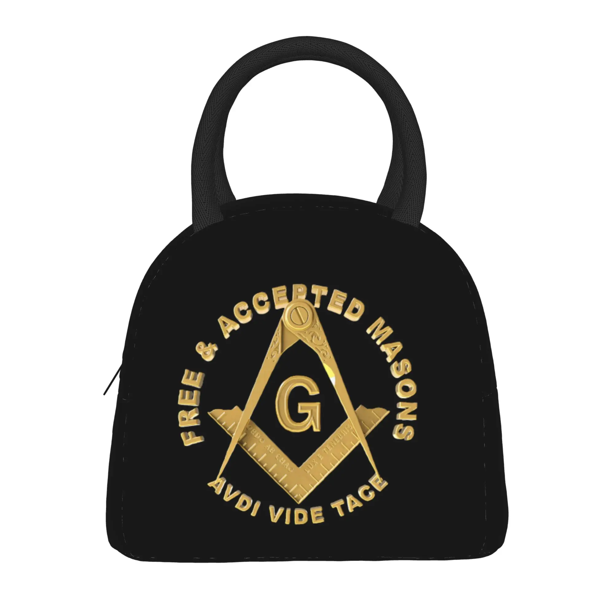 Freemason Insulated Lunch Bag Cooler Bag Reusable,Lunch Container Freemasonic Compass Portable Lunch Box Tote Food Handbags