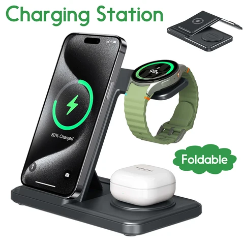 Desktop 3-in-1 Wireless Charger Station For Samsung S26 S25 S24 Ultra…
