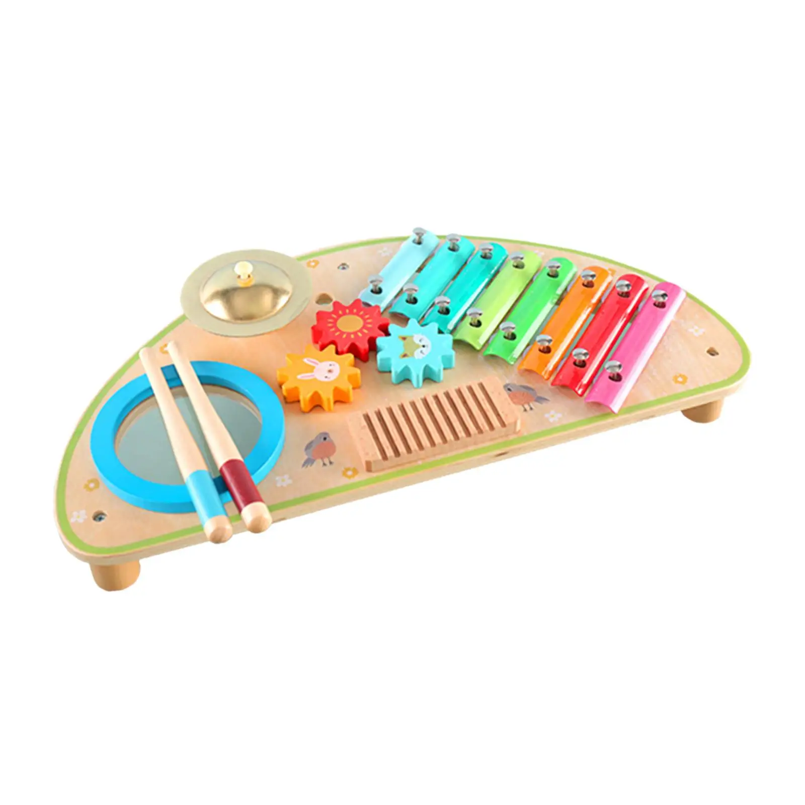 Wooden Xylophone Toddlers Drum Set Kindergarten Creativity Musical Instrument Toy for Toddlers Ages 3 4 5 6 Years Old Boy Girl