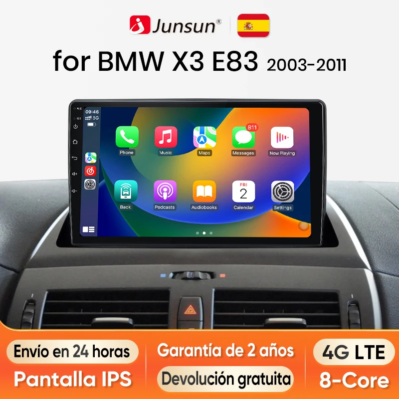 Junsun Android 13 Radio Autoradio For BMW X3 E83 2003 - 2011 Car Intelligent Systems for Apple Carplay GPS RDS Spain Screen