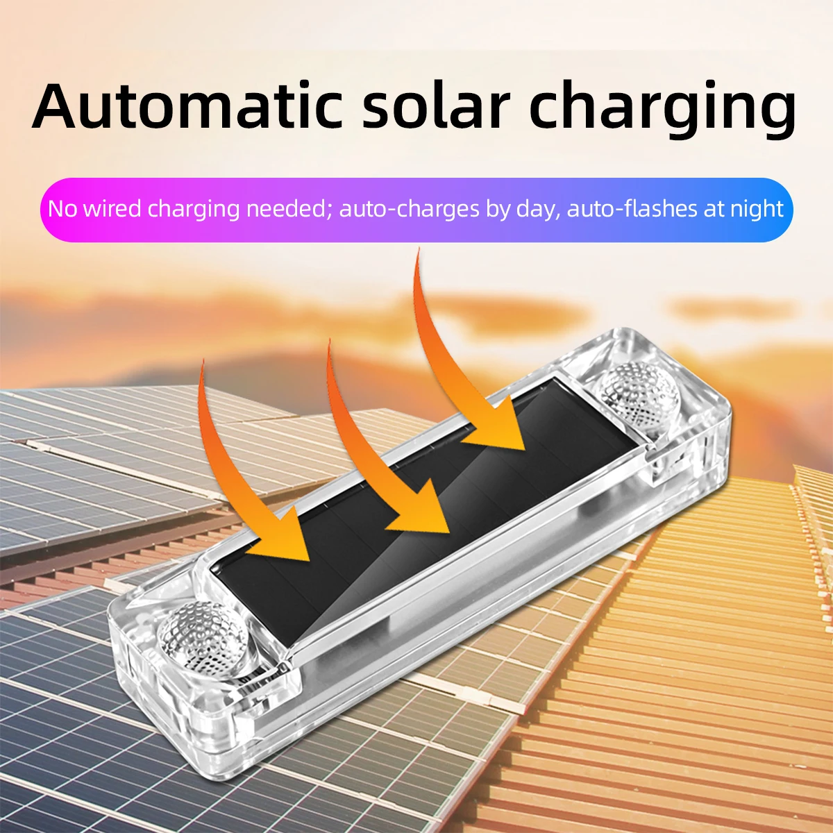 2/4x Motorcycle Solar Power Warning Light for Car LED Flashlight Indicator In-Night Caution Strobe Warning Light Running Lamp