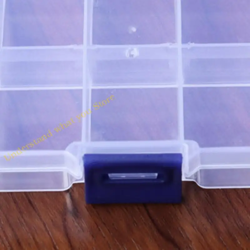 J60A 10 Slots Adjustable Transparent Jewelry Storage Box Ring Earring for Pill B