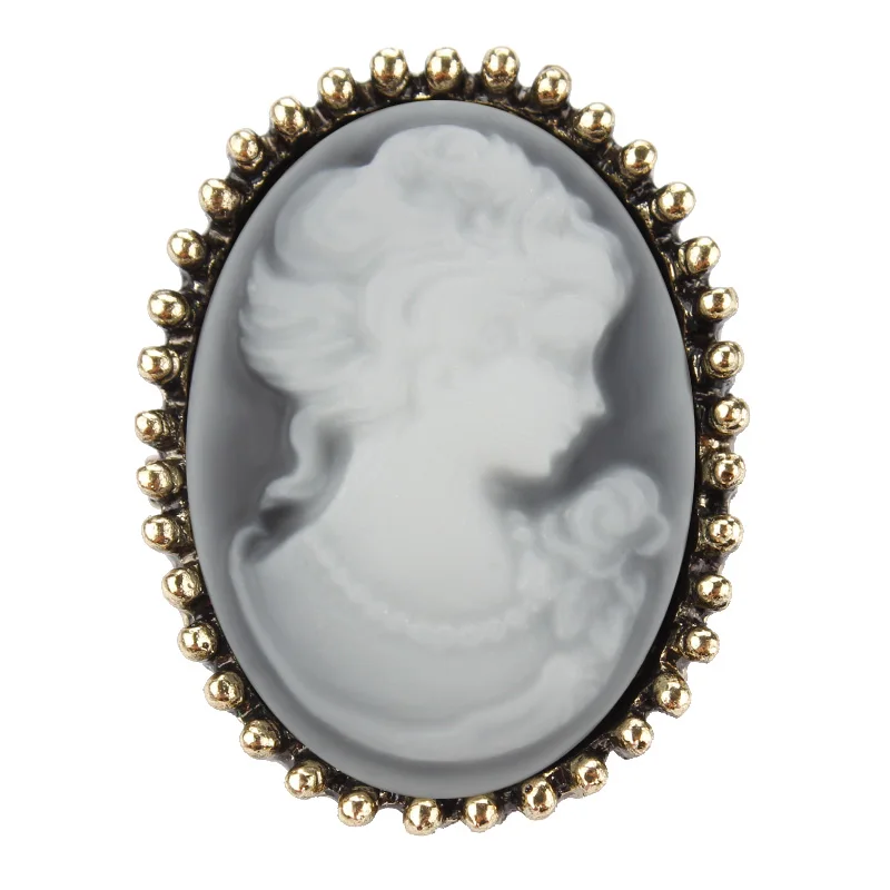 Vintage Cameo Elegant Queen Head Portrait Brooch For Women Antique Wedding Bridal Bouquet DIY Clothing Jewelry