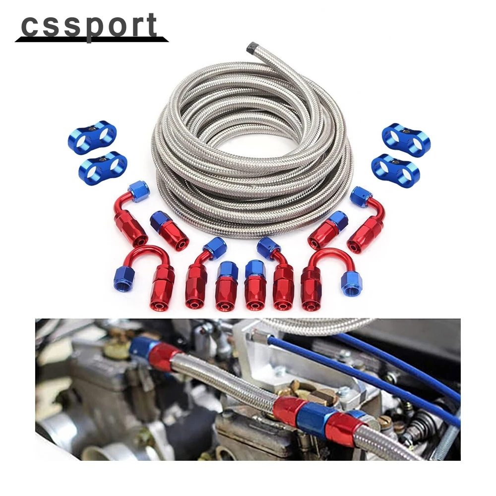 

Stainless Steel Braided Oil Fuel Hose Line 20FT Kit 8AN AN8 8AN 1 2 Inch Fitting