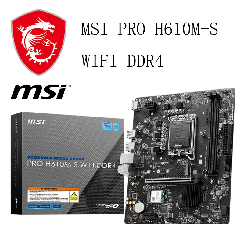 

MSI Mainboard PRO H610M-S WIFI DDR4 Motherboard Supports CPU Intel 14th/ 13th/12th (INTEL H610/LGA 1700)