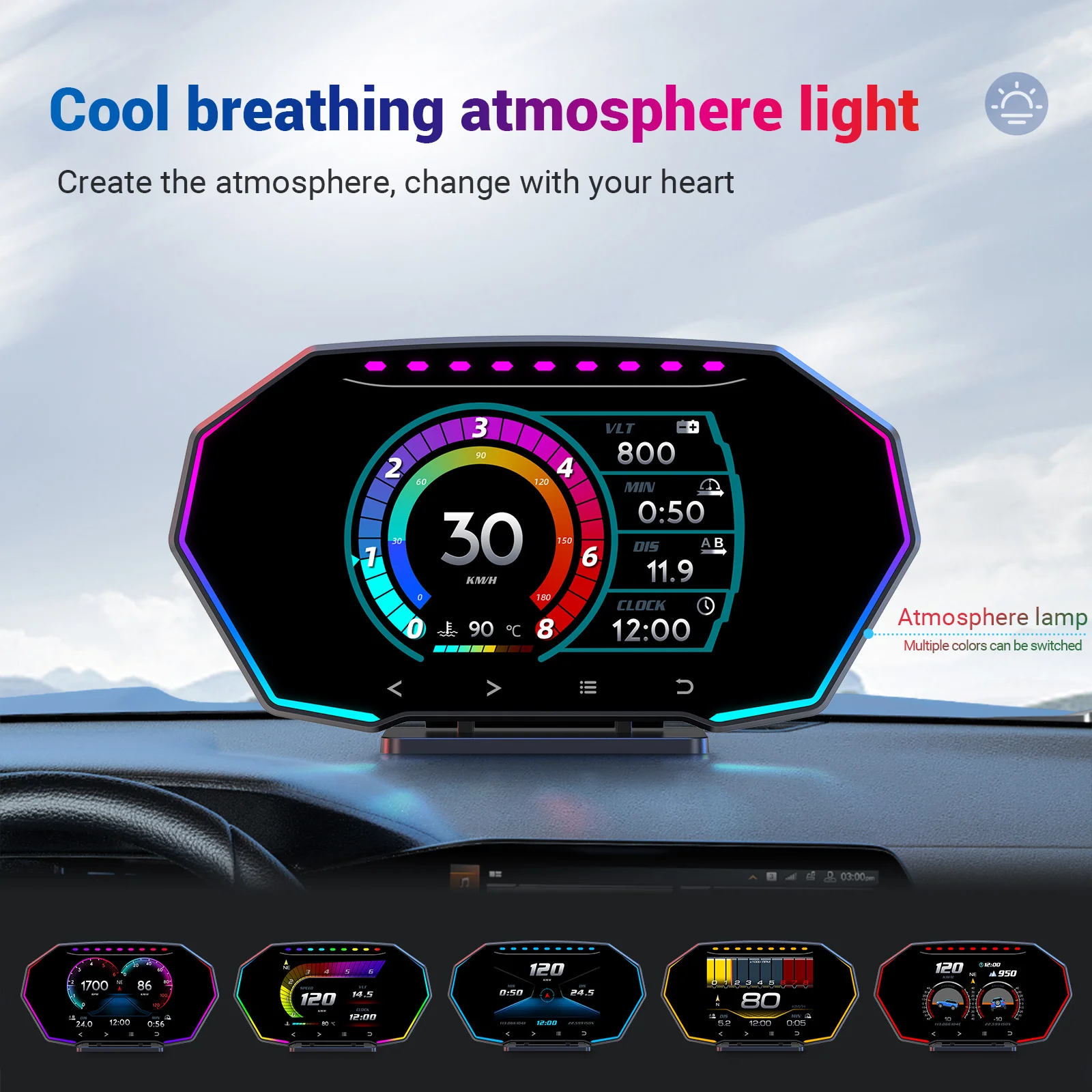 Obd2 + GPS + المنحدر متر + مقياس التسارع HUD F11 رئيس يصل عرض عداد السرعة RPM درجة الحرارة الجهد السرعة الزائدة إنذار AFR ضغط التوربينات