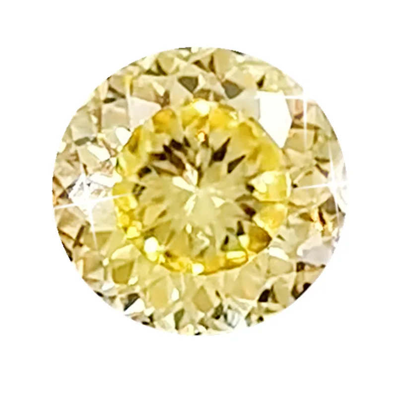 Light yellow 8mm Starry sky cut fashion rarity round shape 2CT cubic zirconia beads vivid stones for jewelry making CZ DIY