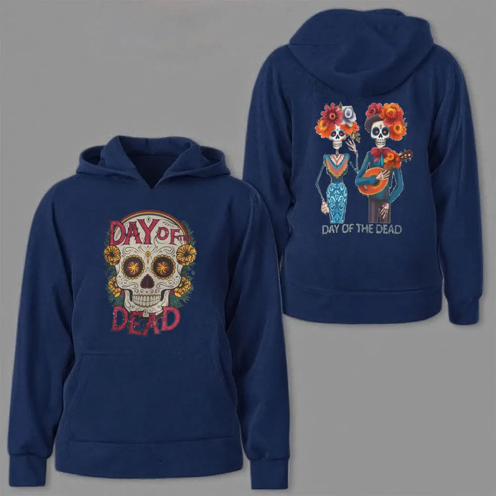 死者の日スウェットシャツユニセックスクルーネック服ディア・デ・ロス・ムエルトスメキシコ文化男性女性長袖両面印刷