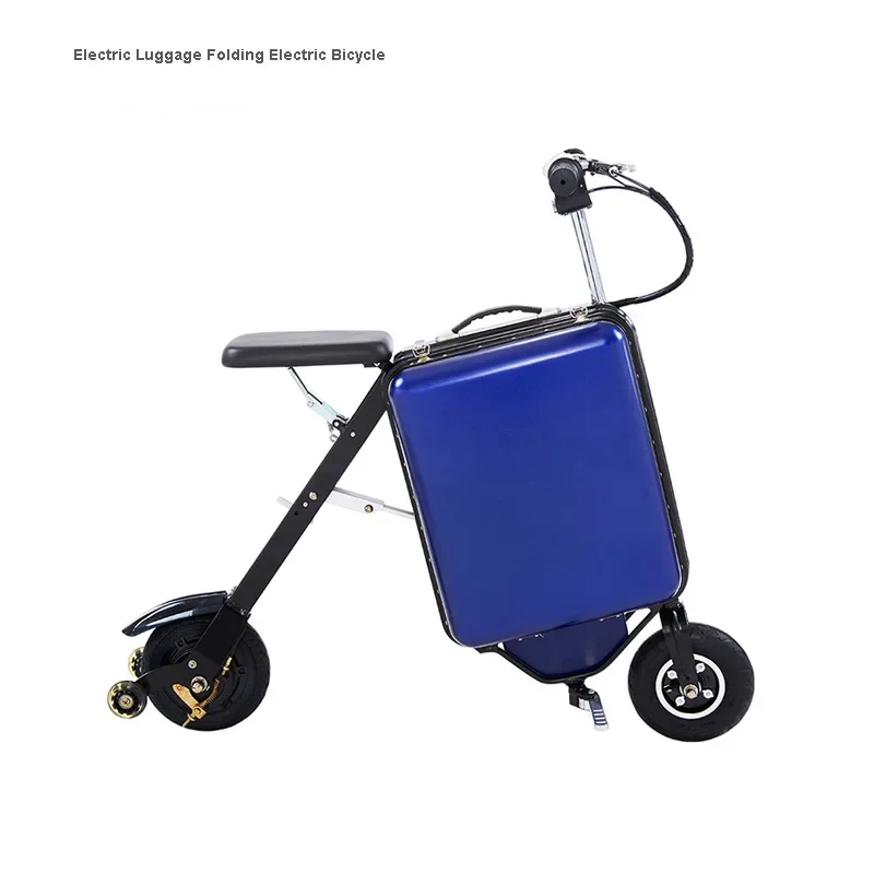 Electric Luggage Travel Riding Suitcase Folding Electric Bicycle Lithium-Ion Foldable Folding Electric Bicycle Lithium Battery