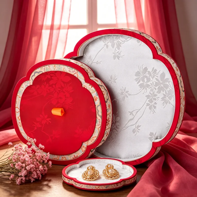 Palace Style Jewelry Tray with Lid, Creative Display Plate for Jade & Gemstone, Dust-Proof Ring & Bracelet Storage Organizer