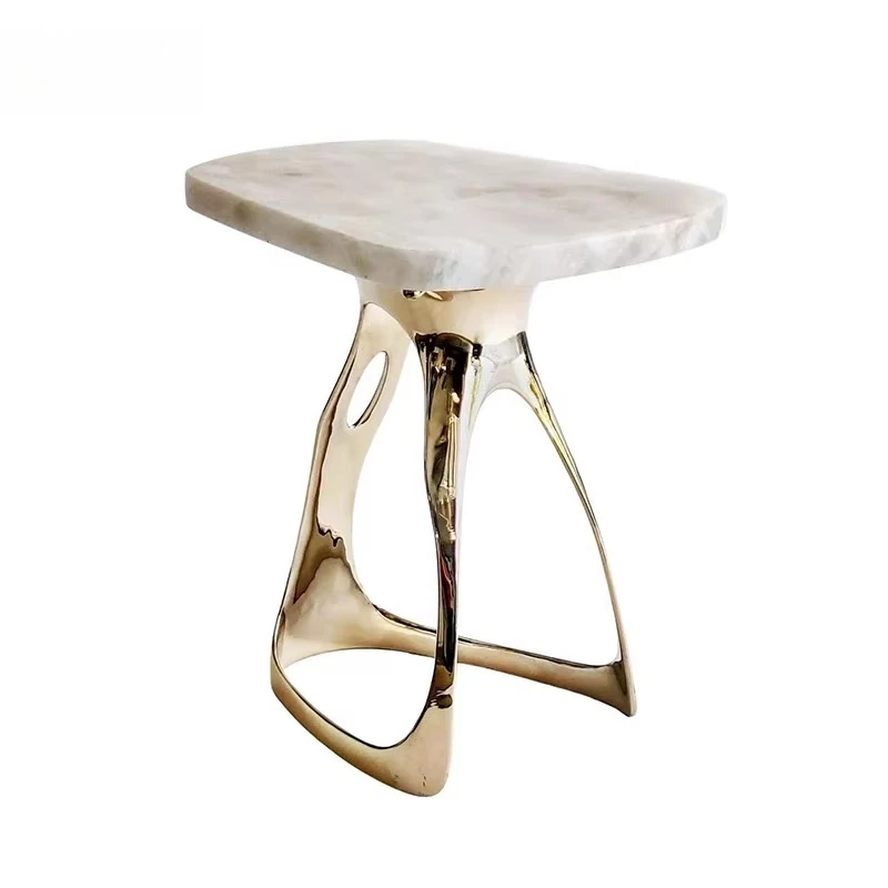 

Nordic personality designer marble coffee table fiberglass spray plating fashion living room sofa creative small side corner