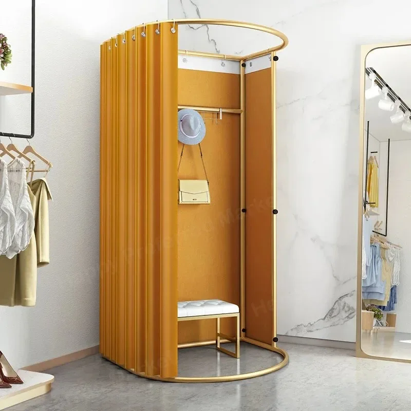 Mobile Fitting Room Floor Rail Rack Clothing Store Simple Display Rack Curtain Fitting Room Storage Holders Bathroom Accessories