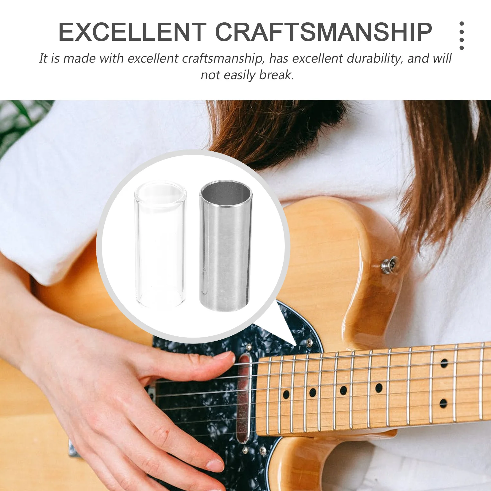 

2Pcs Guitar Slider Sturdy Practical Guitar Slides Durable Tone Bars for Guitarists Clear Smooth Sustain Finger Slide