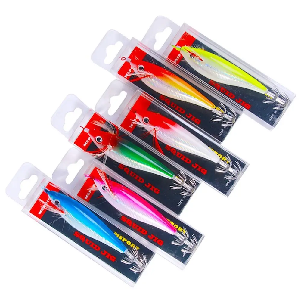 10cm10g Fishing Lure Artificial Squid Hook Jigs Noctilucent Squid Cuttlefish Jigs Lures Spinnerbait Wood Shrimp For Sea Fishing