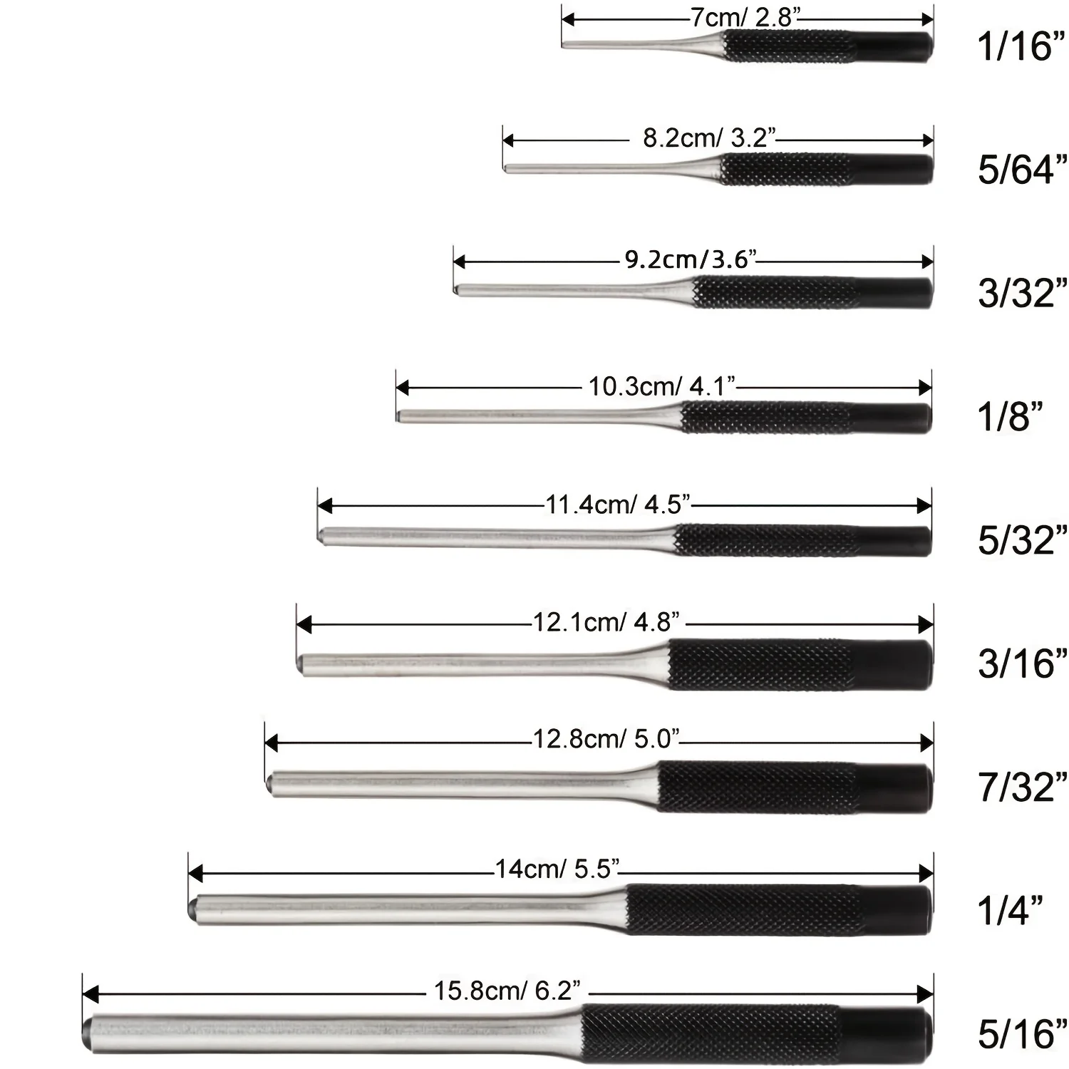 Roll Pin Punch Set 9pc Craftsman Tool Set - Great Nail Punch for Gun Tool Kit Building, Watch Repair Kit and Removing Firing Pin view 2