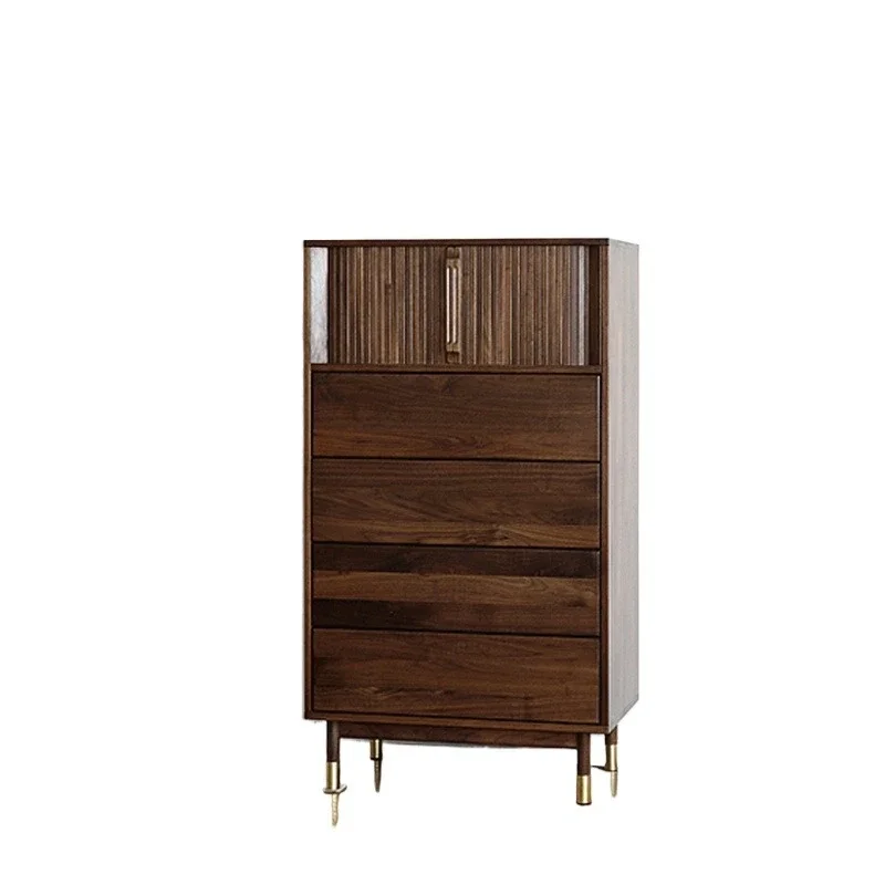 Black walnut chest of drawers Japanese simple modern locker living room bedroom drawer storage cabinet