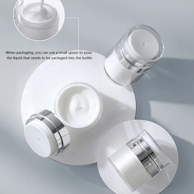 

15/30/50ml Dispensing Bottle Vacuum Design Cream Bottle Refillable Press Type Moisturizer Pump Dispenser Airless Pump Jar