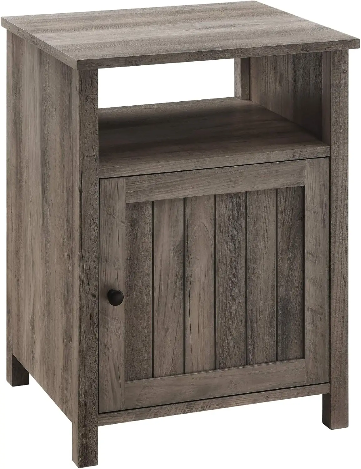 

Walker Edison Modern Farmhouse Grooved Door Wood Side Accent Table Living Room Storage Small End Table With Cabinet Door, 18 Inc