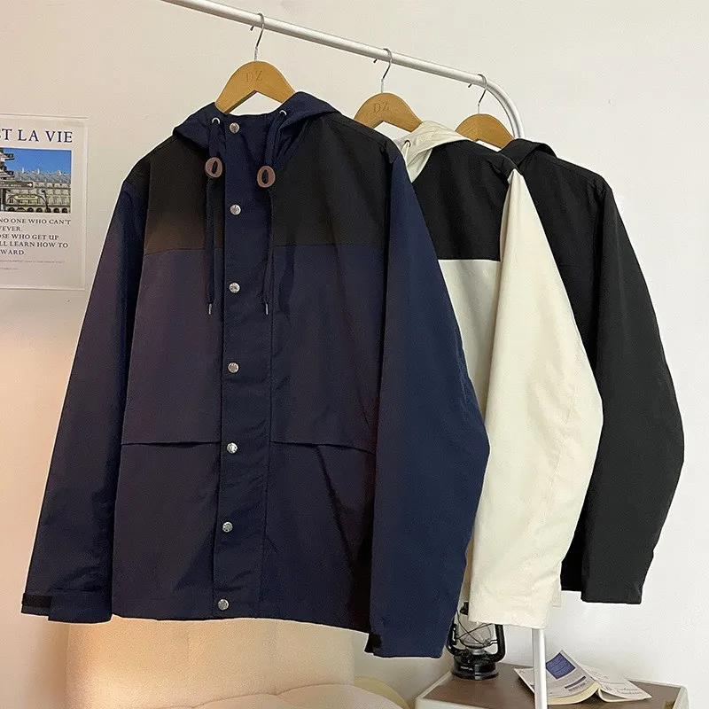 

Loose Casual Men's Workwear Jaet American Sle Couple's Windbreaker Coat Polyester Fiber Nine Points Sve Regular Length