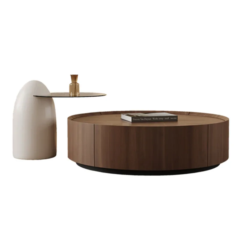 

Italian simple luxury solid wood coffee table household small apartment simple modern walnut