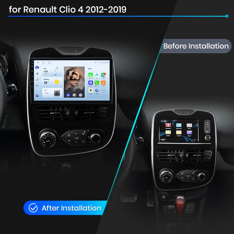 Radio para Auto Junsun para Renault Clio 4 2012 2013 2014 - 2019, CarPlay, Android Auto, FM, RDS, DSP, BT, GPS, Navegador, SWC, Pantalla Táctil HD IPS, Reproductor Multimedia Plug & Play, Llamadas Manos Libres, Unidad Principal con Estilo Original del Auto 2