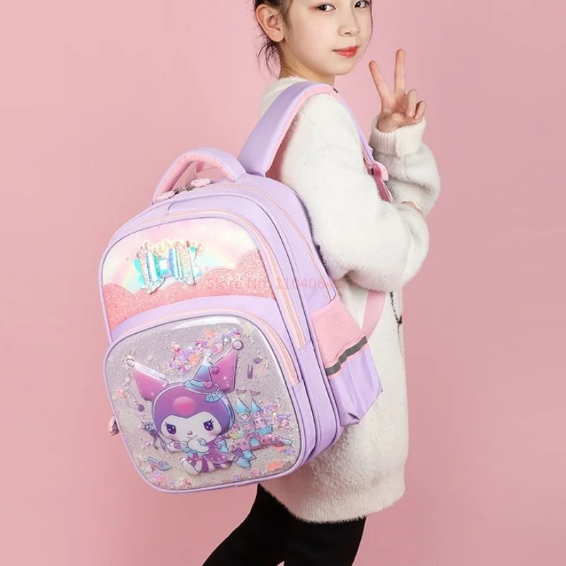 Hot Sale Sanrio Shoulder School Bag Pupils Girl Grade 1-4 Child Cinnamoroll Hello Kitty Melody Kuromi Cartoon Bag Girls Gifts