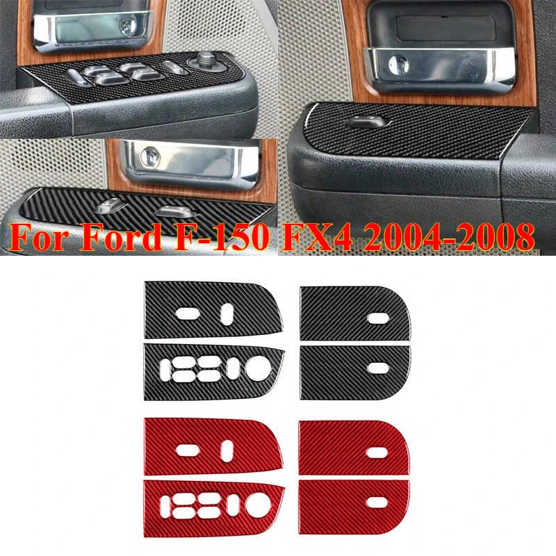 

2PCS Carbon Fiber Rear Window Switch Panel Interior Trim Accessories for Ford F-150 FX4 2004-2008