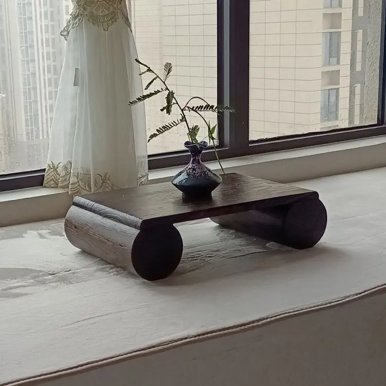 bay window small coffee table windowsill low table household Japanese balcony solid wood sitting