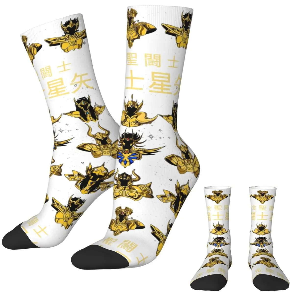 GOLD SAINTS Stockings Women Men Knights Of The Zodiac Socks Quality Harajuku Socks Winter Outdoor Sports Anti Sweat Custom Socks