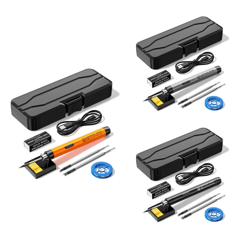 

USB Rechargeable Portable Soldering Iron,3 Speed Adjustable Temperature USB Electric Iron Mini Soldering Iron Kit