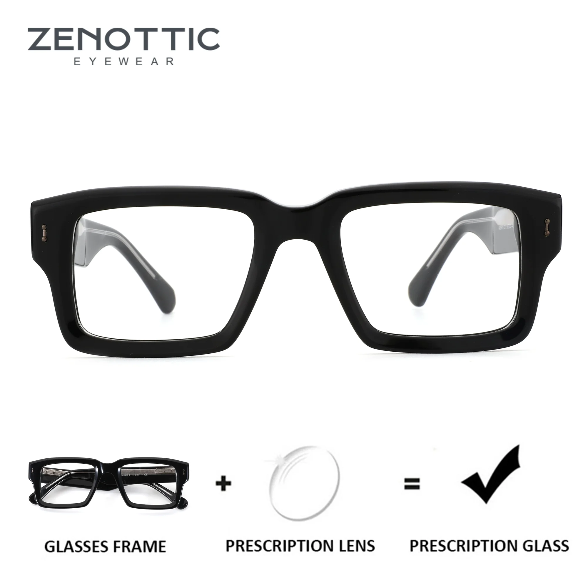 ZENOTTIC（S Size）Acetate Rectangle Prescription Glasses For Men Anti Blue Light Progressive Optical Eyeglasses Myopia Eyewear