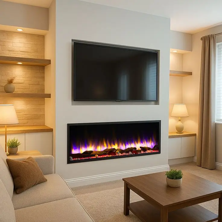 Smart Remote App-Controlled Built-in Indoor Decorative Electric Fireplace Insert Heater Adjustable Thermostat for Household