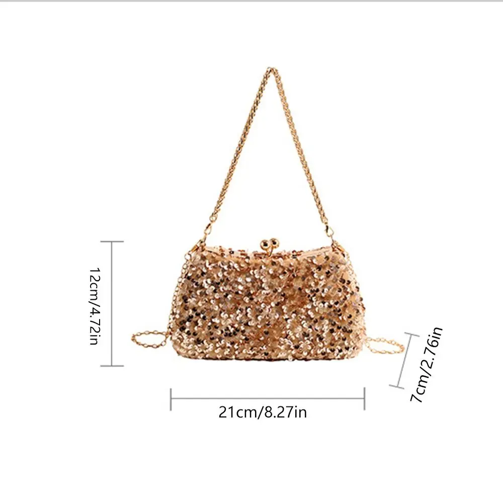 Elegant Shiny Evening Banquet Bag Chain Clutch Bag Sequin Shoulder Bag Small Purse Handbag Tassel Crossbody Bag Party