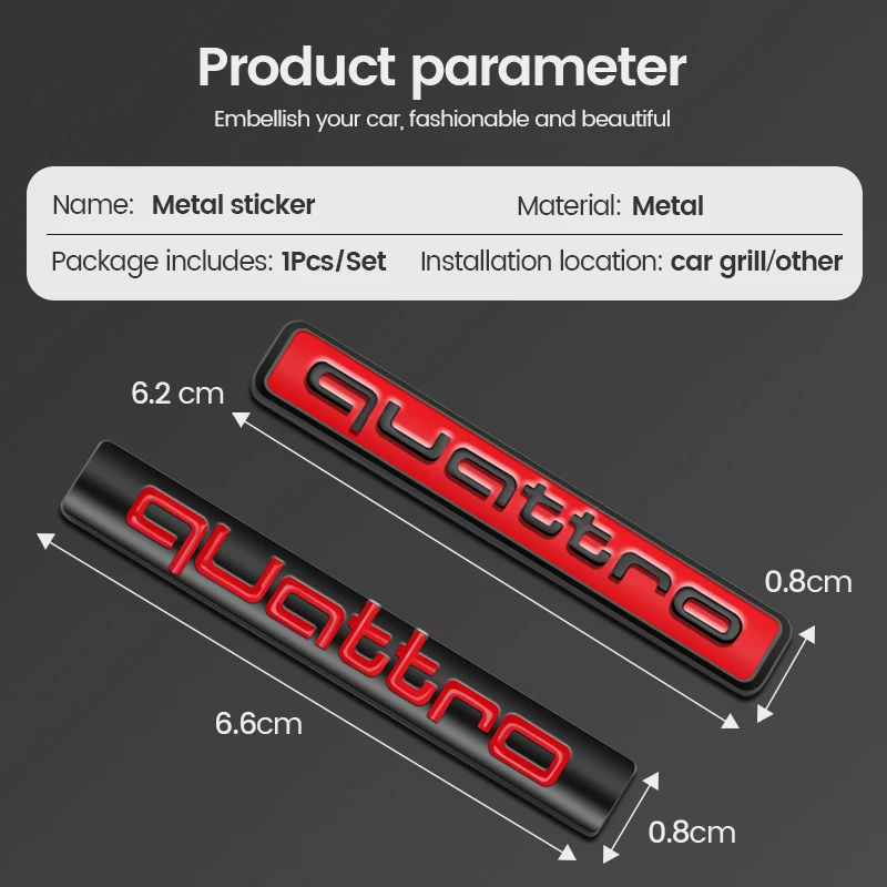 3D โลหะด้านหลังรถด้านหลัง Fender สติกเกอร์สติกเกอร์สําหรับ Audi Quattro A5 B7 Q7 A3 A4 B8 A6 TT R8 A8 A7 Q5 Q3 C7 S3 A1 B5 Q2 กีฬา