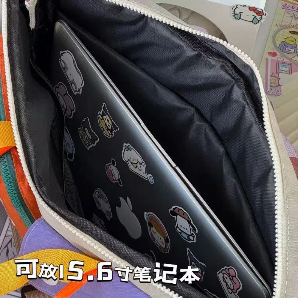 Japanese Dopamine Color Blocked Crossbody Bag, Large Capacity 16 Inch Dual-use Computer Bag, Commuting Portable Tablet Bag