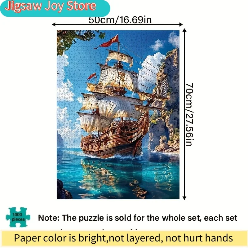 2026 New  Large Jigsaw Puzzle Set - Pirate Ship Theme, Frameless Design, Suitable for Family DIY Decoration and Interactive Ed