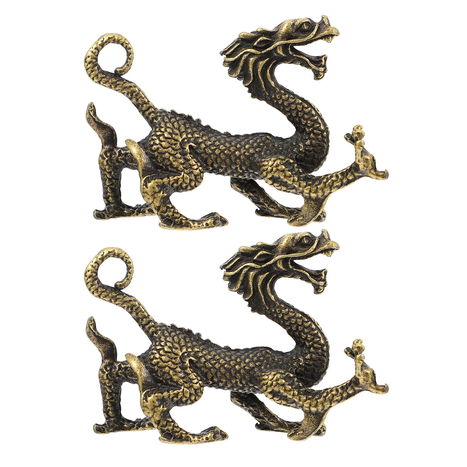 

2Pcs Retro Chinese Dragon Statue Decorative Sculpture Feng Shui Ornament for Living Room Office Desk Chinese Statue
