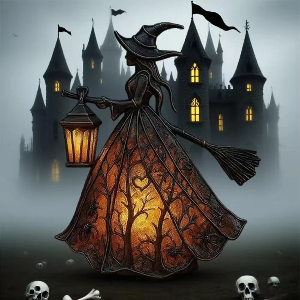 Halloween Witch LED Lights Gothic Style Spooky Home Desktop Holiday Party Decor Ornaments