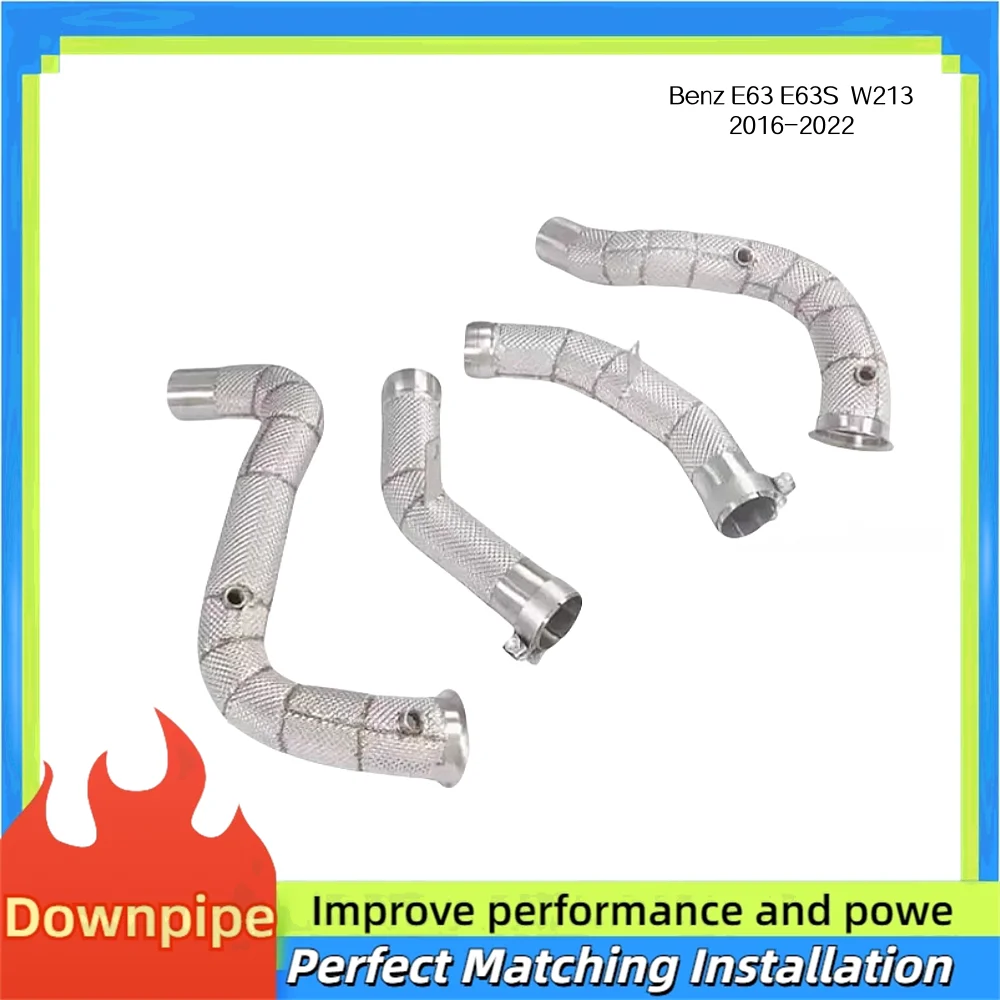 

Спортивный каталитический преобразователь с высоким потоком для Mercedes-Benz E63 E63s W213 2016-2022, изолированная водосточная труба из нержавеющей стали, модернизация мощности