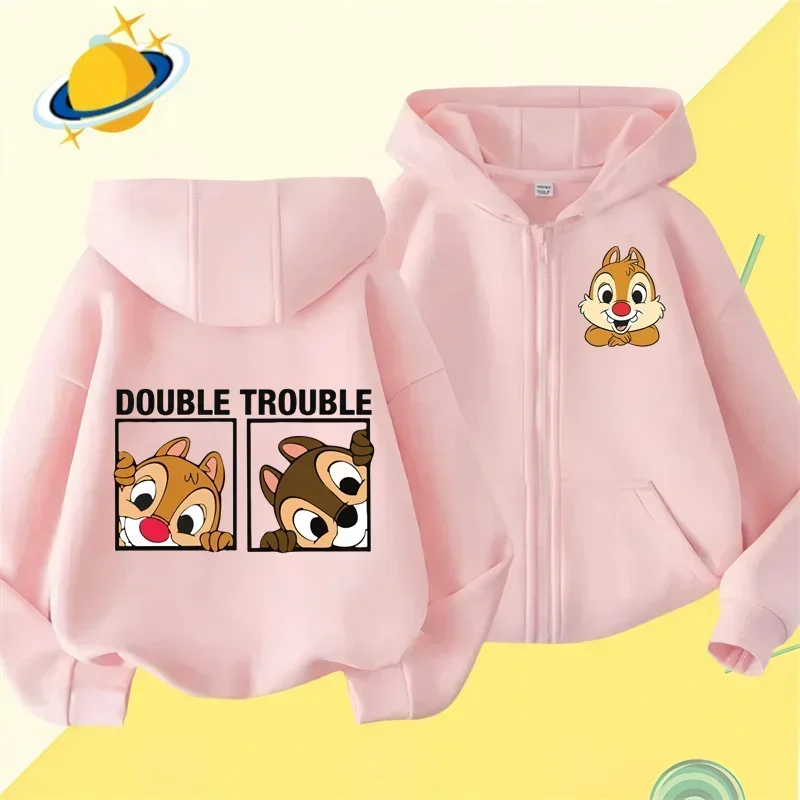 Anime Squirrel Kids zipper hoodie Cartoon print Autumn/Winter long sleeve sweatshirt casual boys and girls Kawaii clothing