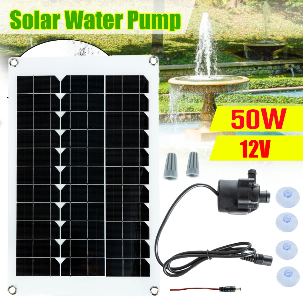 

50W Solar Water Pump DC12V Solar Brushless Motor Water Circulation Watering Washing Pump Submersible Landscape Floating Fountain