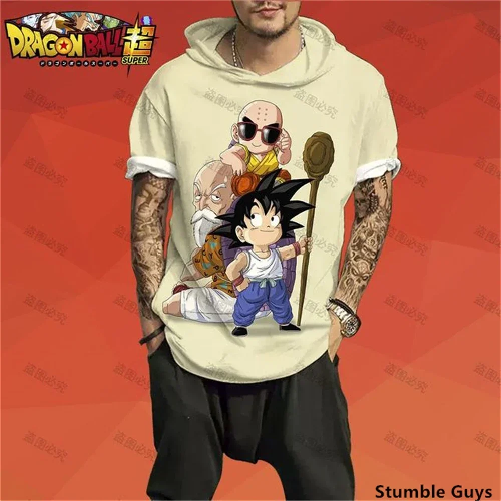 Men's Hooded T-Shirt Goku Streetwear Dragon Ball Z Fashion Gift Vegeta Clothing Hip Hop T-shirts T-Shirt Gym Trend Tshirt Y2k