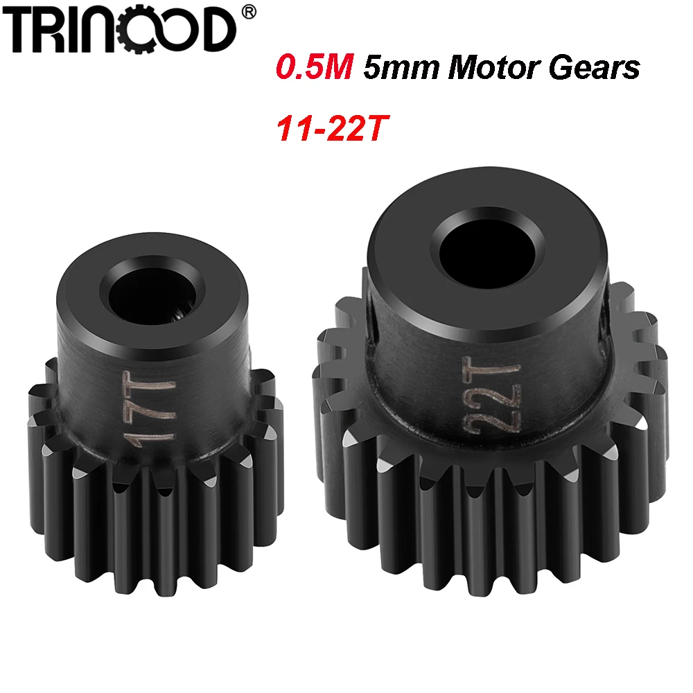 TRINOOD Steel 5mm Pinion Motor Gear 0.5 Module Gears 11T-22T for 1/8 1/10 RC Model Car Buggy Truck Motor Parts