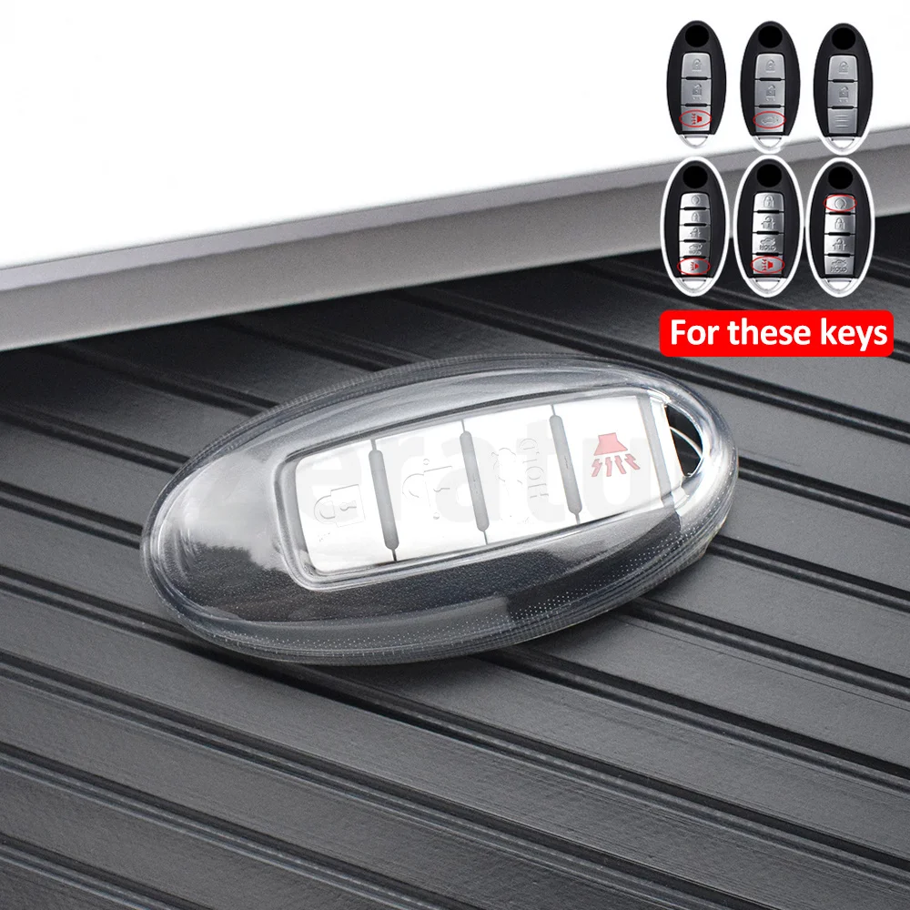 Transparent TPU Car Key Case Cover For Infiniti Nissan Altima Maxima Murano Rogue Sentra 370z Keychain Protector Accessories