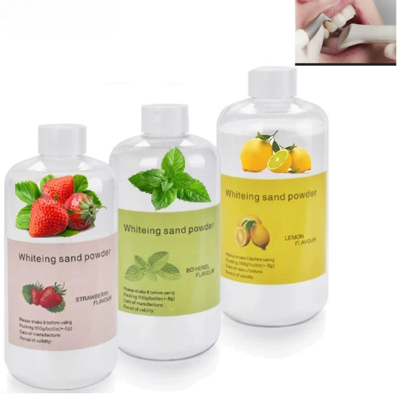 Dental Air Prophy Powder Cleaning Powder Teeth Polishing Plaque Stain Remove Mint Lemon Strawberry Flavor Material